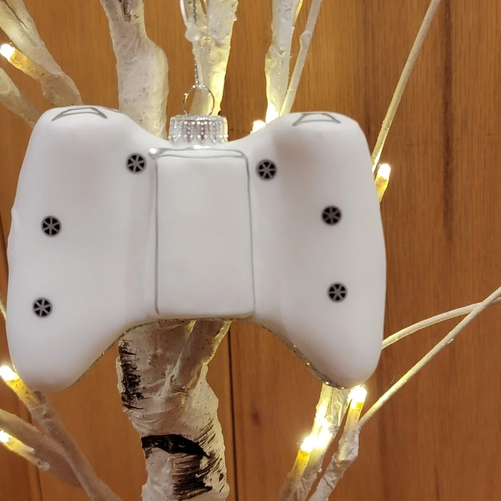 Christmas by Krebs White and Black Video Glass Game Controller Ornament